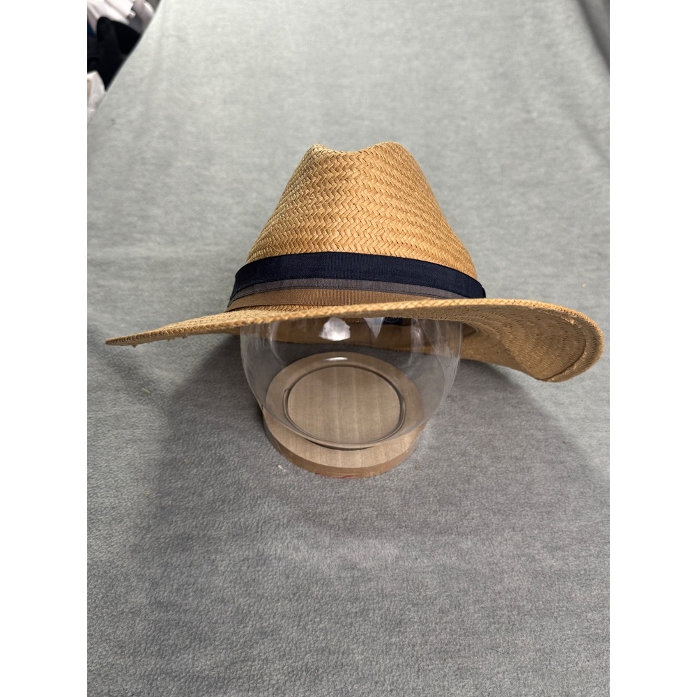 Wallaroo Hat Company Turner Straw Fedora Sun Hat Tan Navy Large XLarge